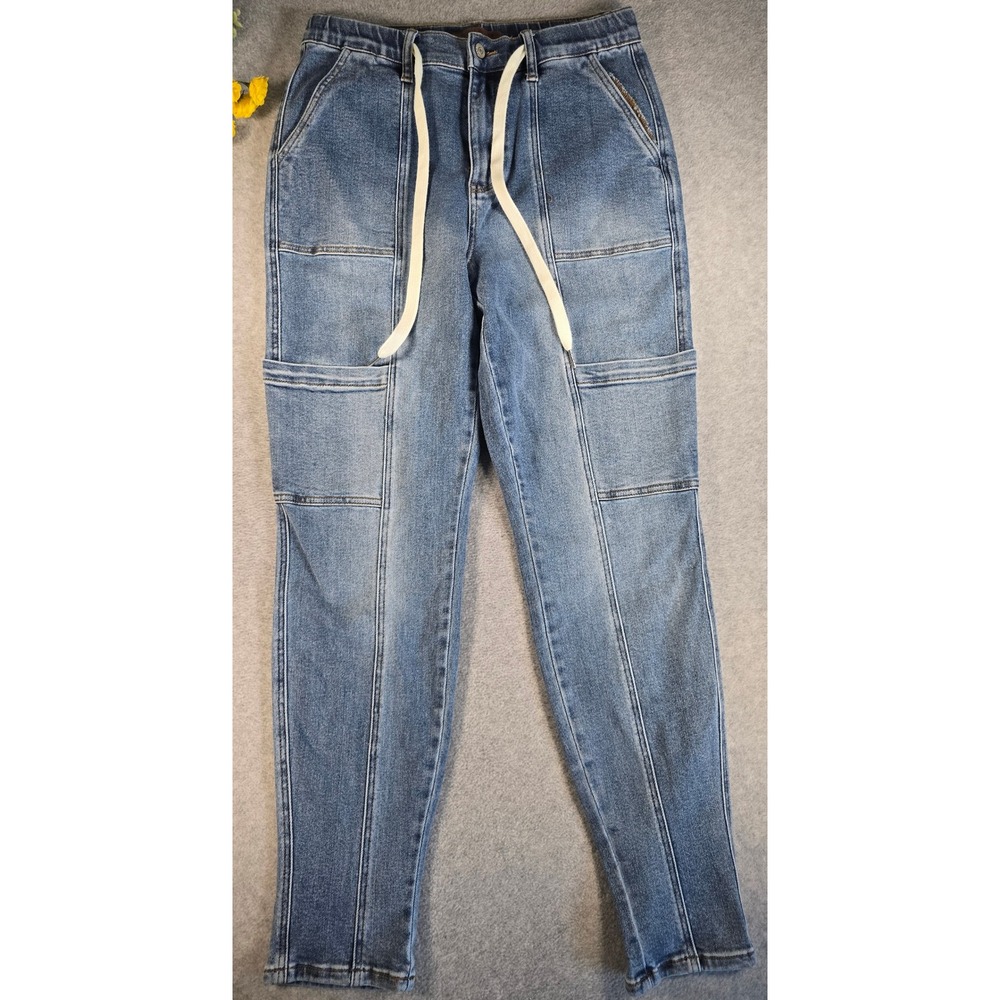 Judy Blue Denim Joggers Womens 9/29 Blue Utility Cargo Stretch Casual Comfy